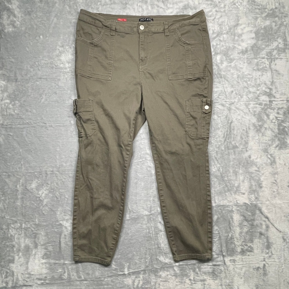 Hot Kiss Cargo Pants Women‎ 20 Olive Green Mid Rise Tapered Utility